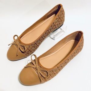 Tan Tweed Cap Toe Flats